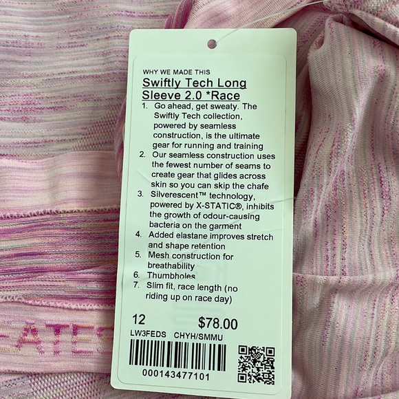 NWT Lululemon Swiftly Tech Race Milkshake/Strawberry Milkshake Multi Size 12 - Picture 5 of 7